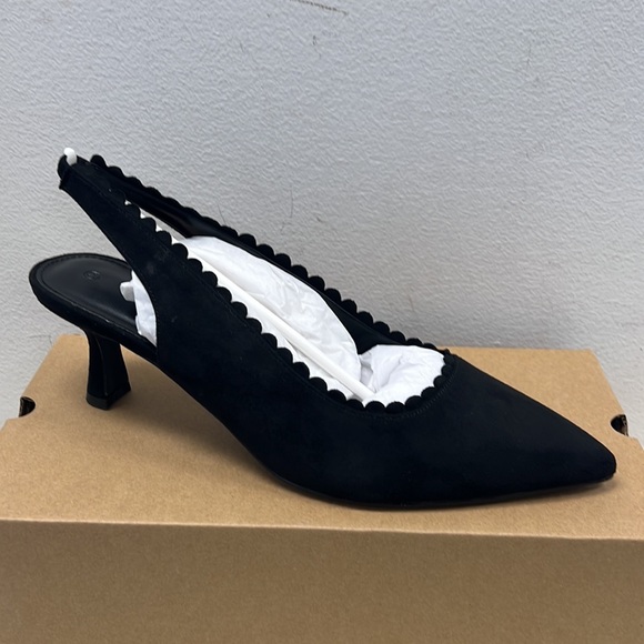 NIB - Junayuan Women's Low Kitten Heel Slingback Dress Shoes - Black, Size 9.5 - Picture 6 of 15